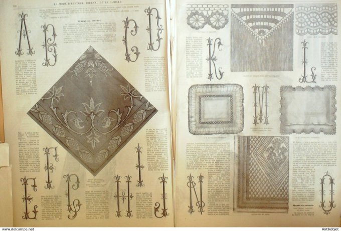 La Mode illustrée journal + gravure 1878 # 43