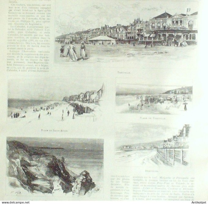 Le Monde illustré 1890 n°1746 La Rochelle (17) Caen Bayeux Lisieux Trouville Honfleur (14)