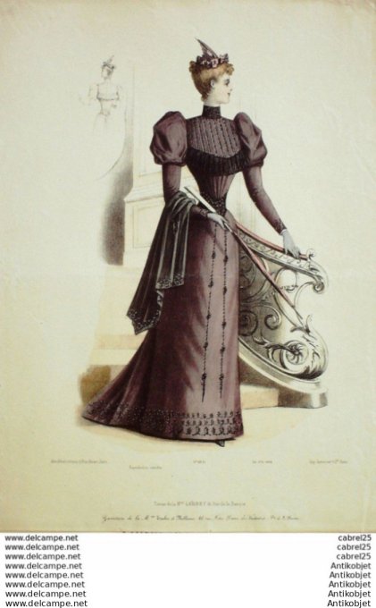Gravure Mode Le Coquet 1892 # 34 (Old Fashion plate)
