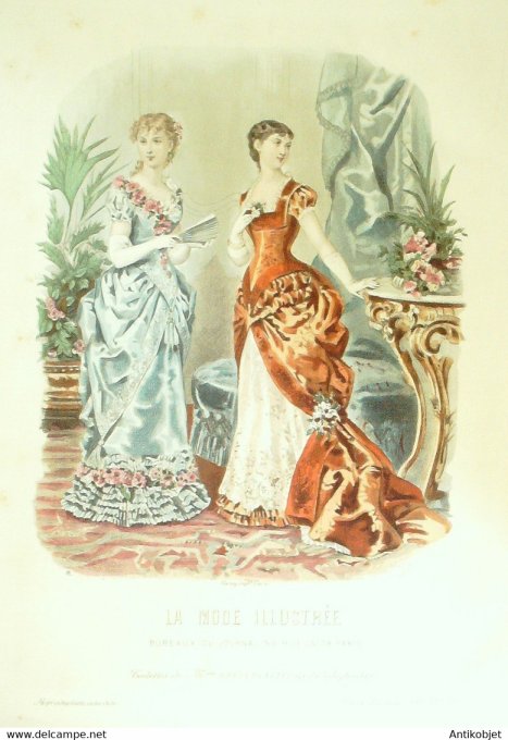 Gravure de mode La Mode illustrée 1881 n°52 (Maison Bréant-Castel)