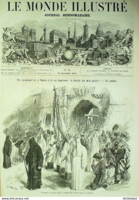 Le Monde illustré 1857 n° 33 Tyrol Castel-Salorno Lisbonne fièvre jaune John Franklin