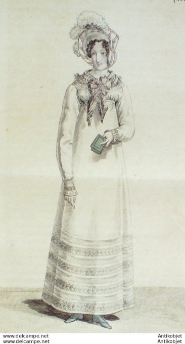 Gravure de mode Costume Parisien 1817 n°1659 Robe à la vierge