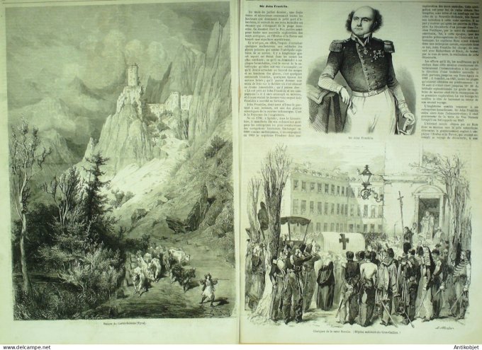Le Monde illustré 1857 n° 33 Tyrol Castel-Salorno Lisbonne fièvre jaune John Franklin
