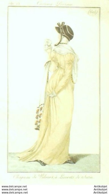 Gravure Mode Costume Parisien 1805 an 13 # 615 (eau forte old Fashion plate