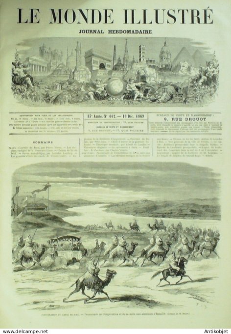 Le Monde illustré 1869 n°662 Egypte Ismaïlia Canal de Suez Argenteuil (95) Lourdes Pau (65)