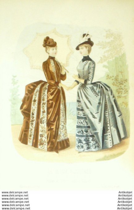 Gravure Mode illustree 1886 # 43 (Old Fashion plate)
