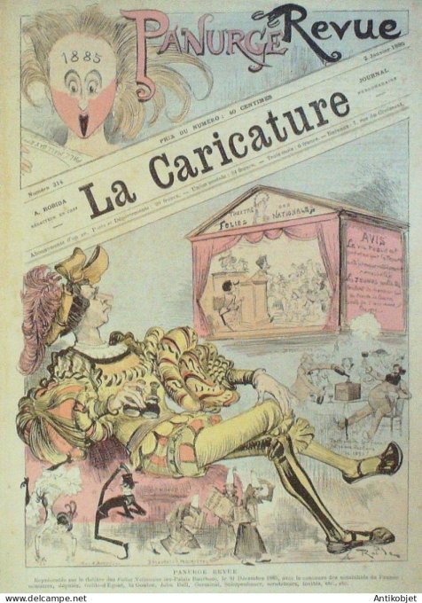 La Caricature 1886 #314 Folies Nationales Tonkin plages bains de mer Robida