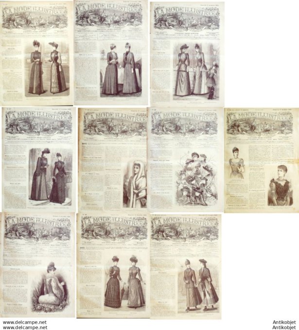 Mode illustree 1889 Lot de 10 journaux