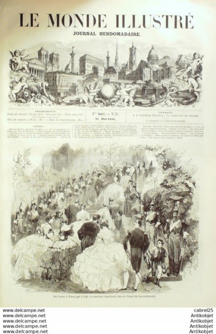 Le Monde illustré 1858 n° 57 Avignon Cavaillon (84) Chine Whampoa Haîti Baie Samana Nancy (54)