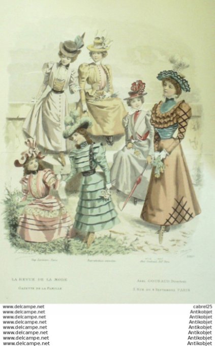 Gravure Mode La Gazette 1897 # 13 (Old Fashion plate)