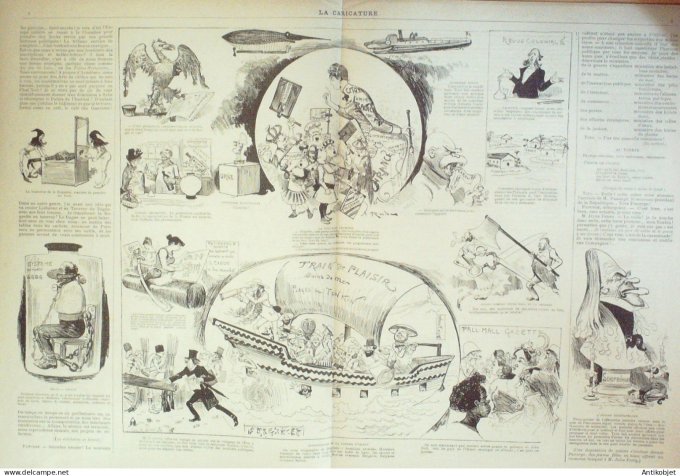 La Caricature 1886 #314 Folies Nationales Tonkin plages bains de mer Robida