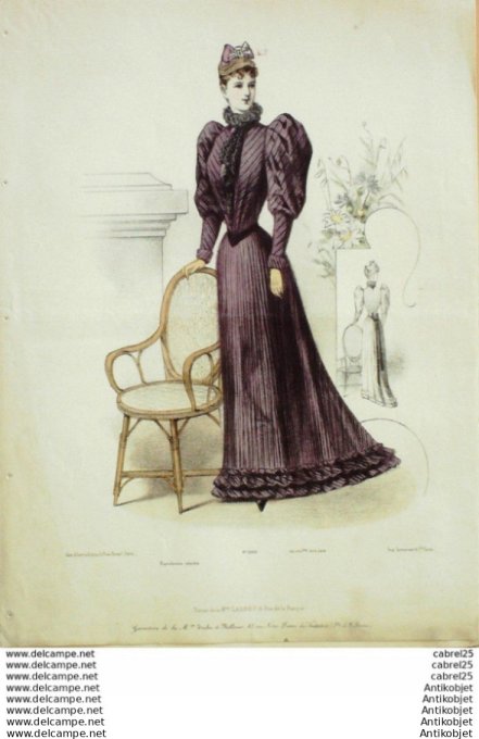 Gravure Mode Le Coquet 1892 # 33 (Old Fashion plate)