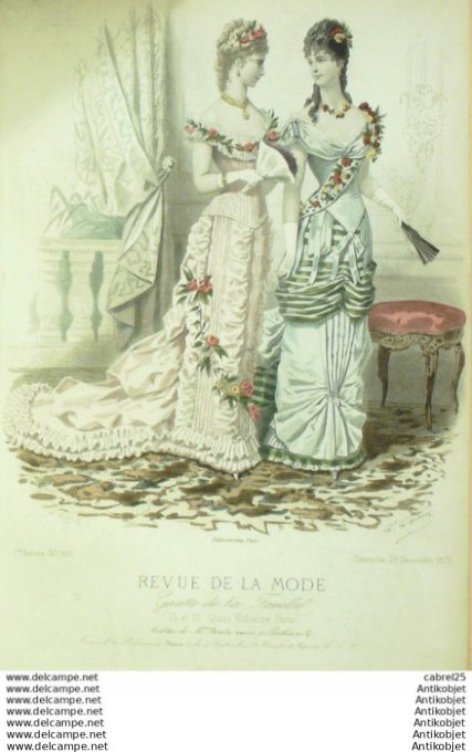 Gravure Mode La Gazette 1878 # 365 (Old Fashion plate)