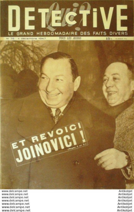Détective 1947 #  76 St-Jean-de-Maurienne Eguzon-Chantôme Lille