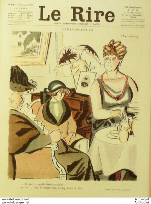 Le Rire 1920-11-27 #  95 Journal humoristique Ed.Originale Vin nouveau