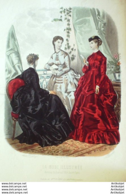 Gravure Mode illustree 1869 #  9 (Old Fashion plate)