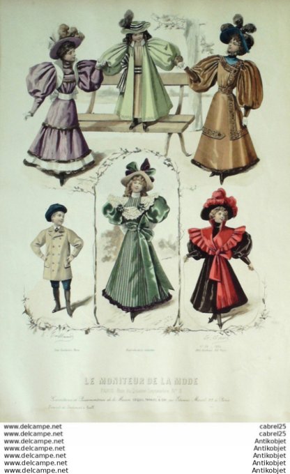 Gravure Mode Le Moniteur 1894 # 39 (Old Fashion plate)