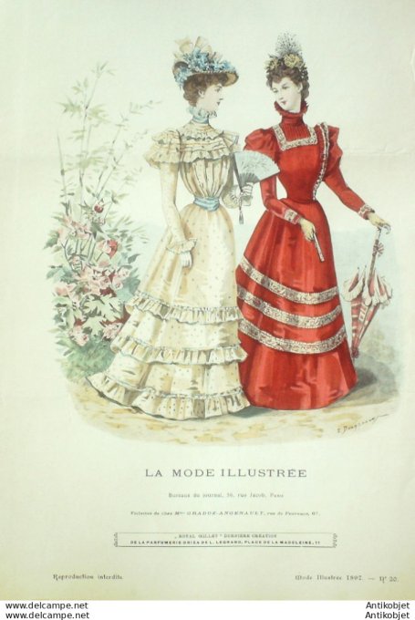 Gravure Mode illustree 1897 # 20 (Old Fashion plate) rare