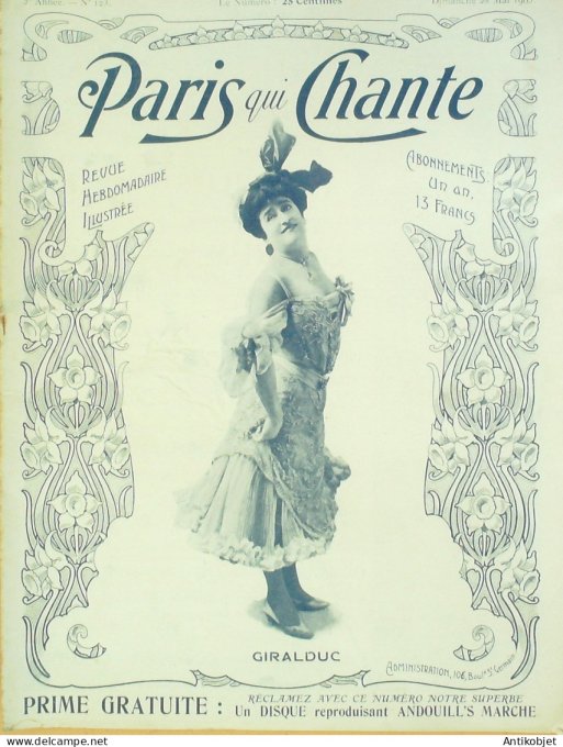 Paris qui chante 1905 n°123 Giralduc Dranem Lorée Vasser Georgel P'Tit Rioyt