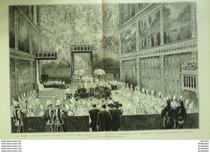 Le Monde illustré 1878 n°1096 Autriche Italie Rome Leon XIII Espagne Madrid Alphone Mercedes Guyane 