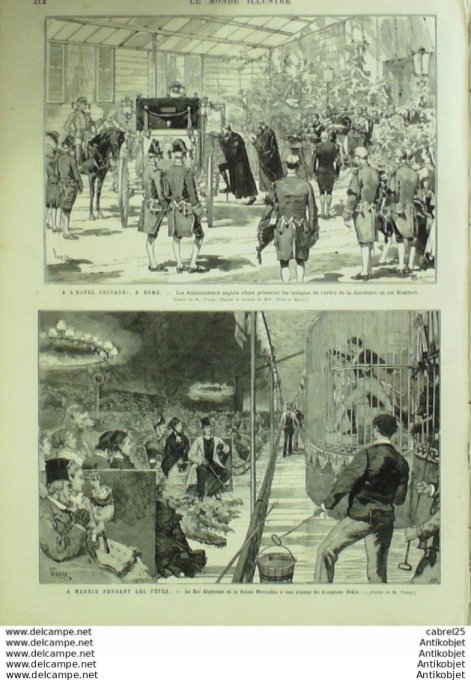 Le Monde illustré 1878 n°1096 Autriche Italie Rome Leon XIII Espagne Madrid Alphone Mercedes Guyane 