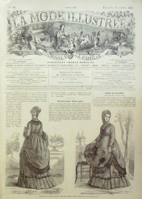 Journal Mode illustrée 1870 # 42 Toilette dame âgée