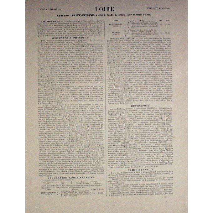 Carte LOIRE (42) SAINT ETIENNE Graveur LECOQ WALTNER BARBIER 1868