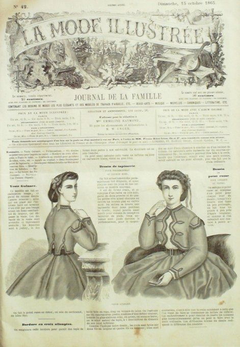 Journal Mode illustrée 1865 # 42 Veste culnare