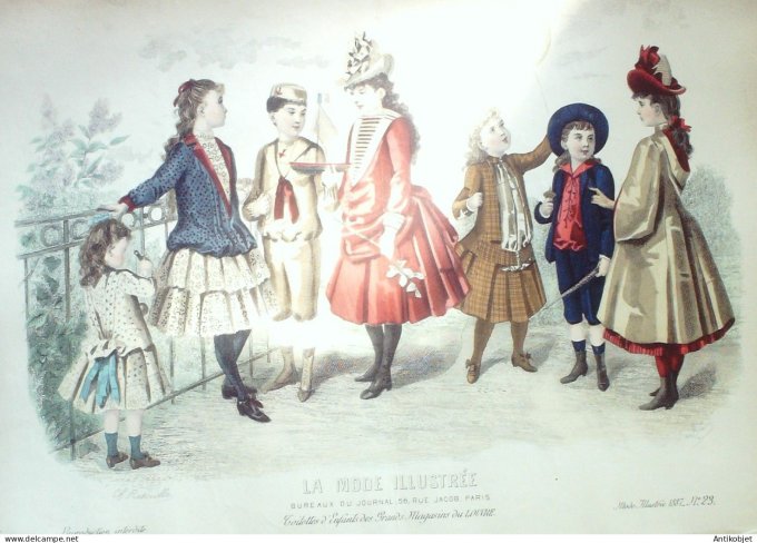 Gravure Mode illustree 1887 # 23 (Old Fashion plate)