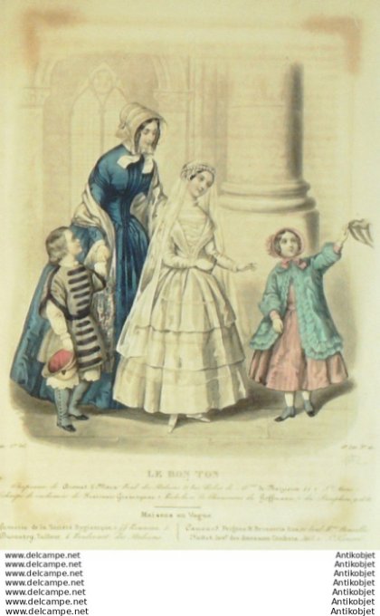 Gravure Mode Le Bon Ton 1852 19 # 10 (aquarelle old fashion plate)