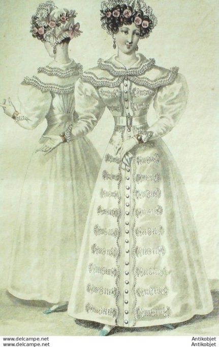 Costume Parisien 1826 # 2446 Redingotes de mousseline brodées