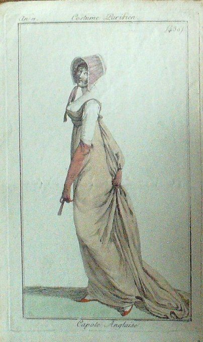 Gravure Mode Costume Parisien 1802 an 10 # 430 (eau forte old Fashion plate