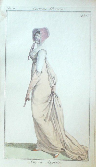 Gravure Mode Costume Parisien 1802 an 10 # 430b (eau forte old Fashion plate