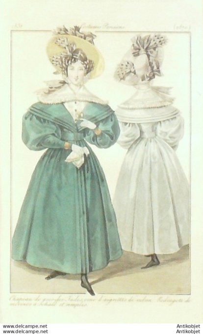 Costume Parisien 1831 # 2870 Redingote mérinos à Schall