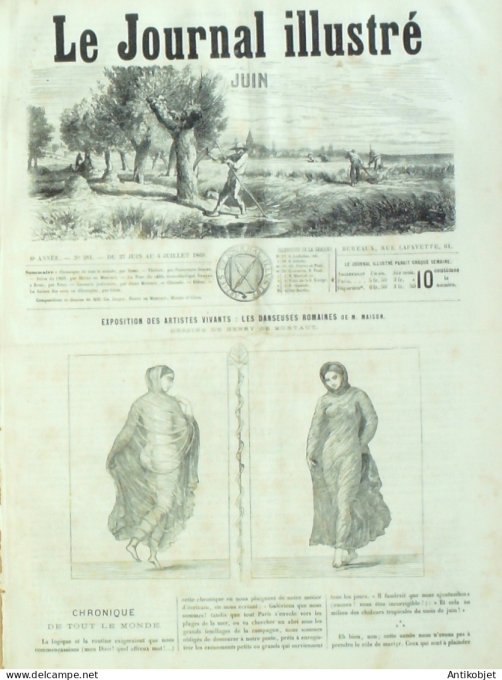 Le journal illustré 1866 n°281 Brest (29) cable transatlantique danseuses romaines