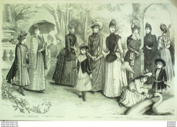 Gravure de mode La Mode illustrée (Maison Coussinet Pardessus été)
