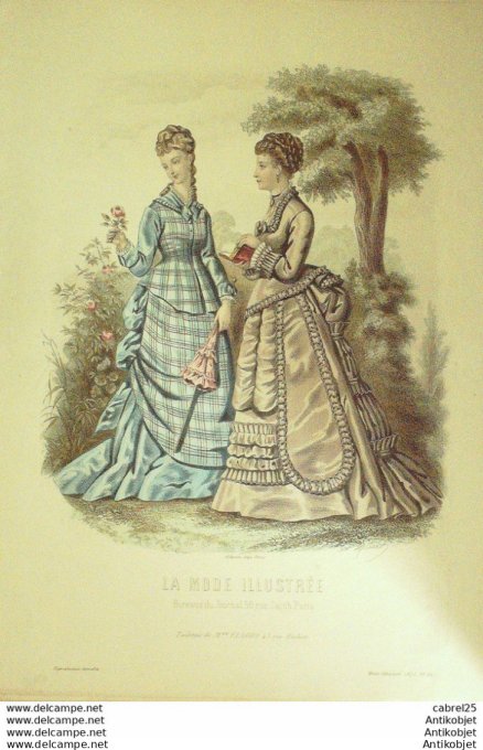 Gravure de mode La Mode illustrée 1875 n°25 (Maison Fladry)