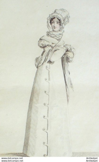 Gravure de mode Costume Parisien 1817 n°1660 Redingote de perkale