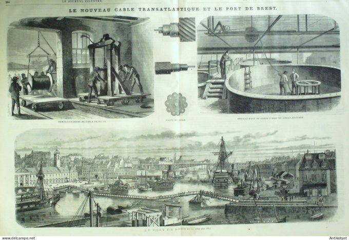 Le journal illustré 1866 n°281 Brest (29) cable transatlantique danseuses romaines