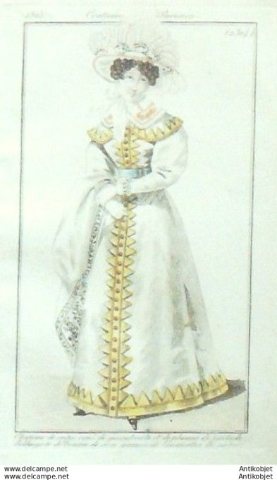 Gravure Mode Costume Parisien 1825 # 2314 (eau forte old Fashion plate