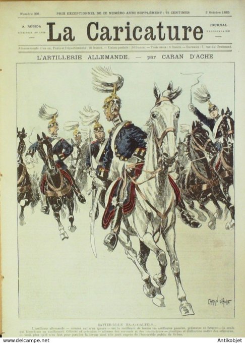 La Caricature 1885 #301 Artillerie Allemande Caran d'Ache