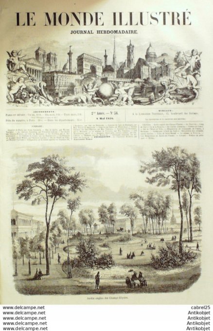 Le Monde illustré 1858 n° 56 La Réunion Coucy (02)  Bordeaux (33) Tourny Périgueux (24) Iles Hyères 