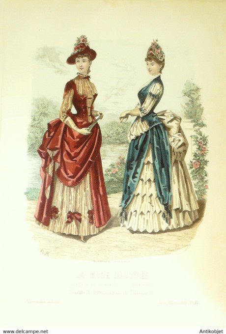 Gravure de mode La Mode illustrée 1886 n°34 (Maison Gradoz)