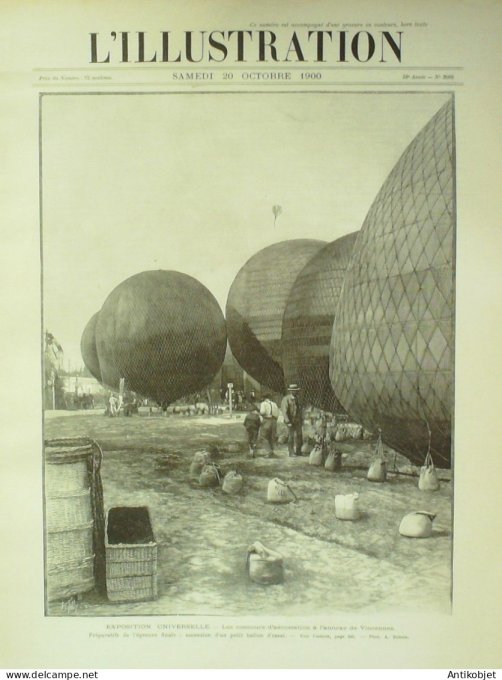 L'illustration 1900 n°3008 Vincennes (94) Aérostation Italie Pompéi Algérie Vendanges Allemagne Barm