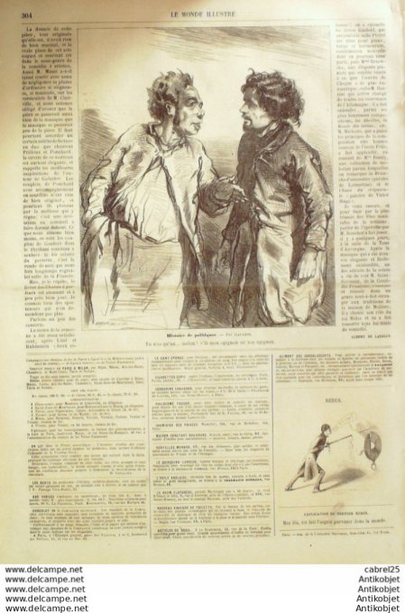 Le Monde illustré 1858 n° 56 La Réunion Coucy (02)  Bordeaux (33) Tourny Périgueux (24) Iles Hyères 