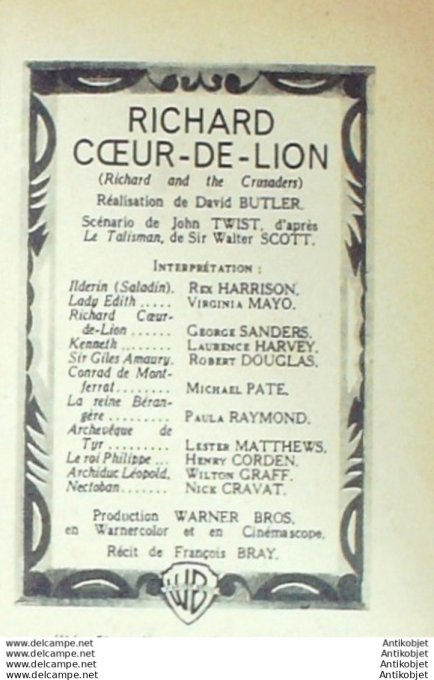 Mon Film 444 55-02-23 Richard Coeur de lion Virginia Mayo Laurence Harvey