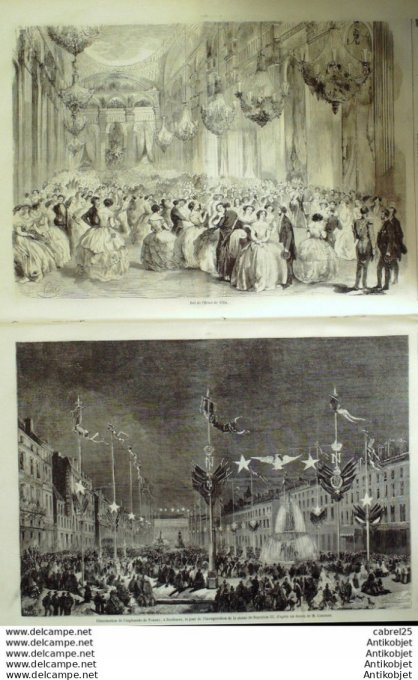 Le Monde illustré 1858 n° 56 La Réunion Coucy (02)  Bordeaux (33) Tourny Périgueux (24) Iles Hyères 