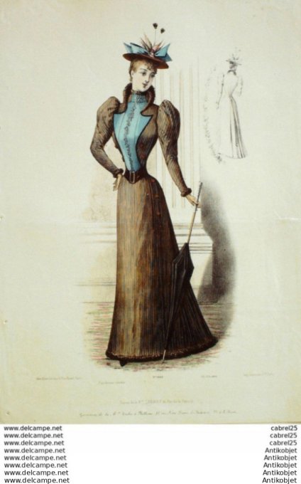 Gravure Mode Le Coquet 1892 # 35 (Old Fashion plate)