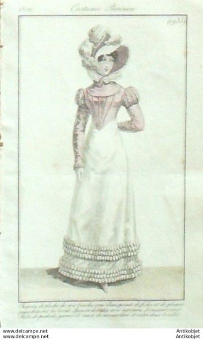 Gravure Mode Costume Parisien 1820 # 1935 (eau forte old Fashion plate