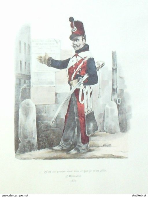 Costume militaire 5ème Hussards en 1830 signé Goussereau